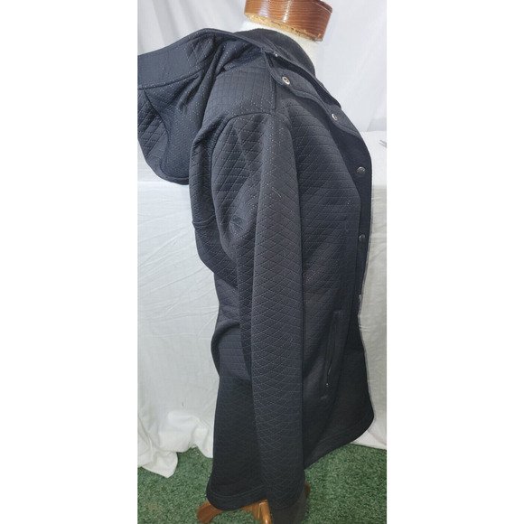 The North Face Womens Medium Black Diamond Quilt Pattern Hooded Snap Zip Jacket - Picture 6 of 10